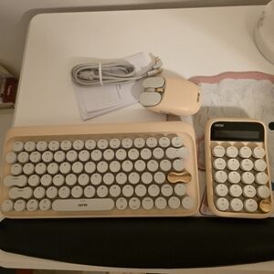 LOFREE Beige Wireless Mechanical Keyboard + Numeric Keypad and Mouse Set
